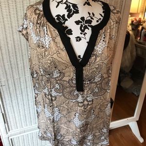 CREAM MULTI DANIEL RAINN TOP SIZE 1x